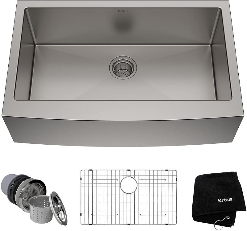 Photo 1 of Standart PRO Farmhouse Apron-Front Stainless Steel 33 in. Single Bowl Kitchen Sink