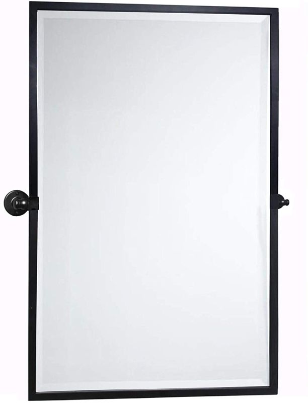 Photo 1 of TEHOME 28.5 x 36'' Black Metal Framed Pivot Rectangle Bathroom Mirror Tilting Beveled Vanity Mirrors for Wall
