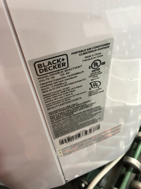 Photo 3 of BLACK+DECKER BPACT14WT Portable Air Conditioner with Remote Control, 7,700 BTU DOE (14,000 BTU ASHRAE), Cools Up to 350 Square Feet, White
