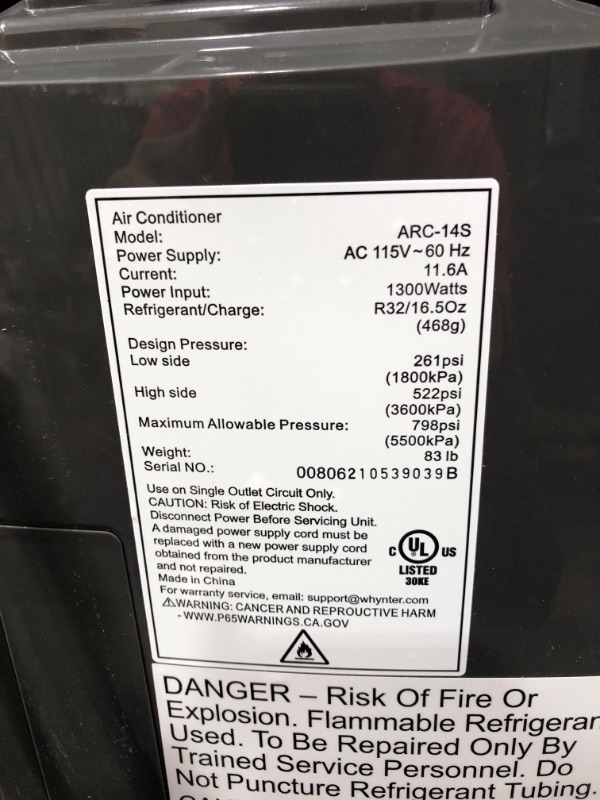 Photo 4 of Whynter ARC-14S 14,000 BTU Dual Hose Portable Air Conditioner, Dehumidifier, Fan with Activated Carbon Filter Plus Storage Bag for Rooms up to 500 sq ft, Platinum and Black
