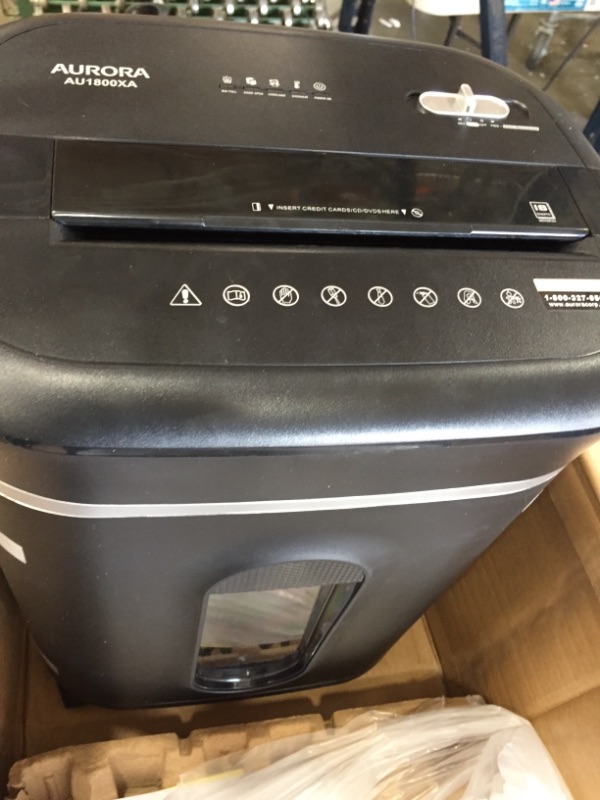 Photo 2 of Aurora Au1800xa Anti-Jam 18-Sheet Crosscut Paper/CD and Credit Card Shredder/ 6-Gallon Pullout Basket 30 Minutes Continuous