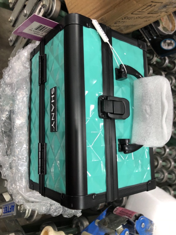 Photo 2 of SHANY Mini Makeup Train Case With Mirror - Turquoise