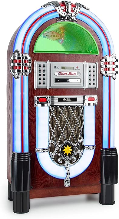 Photo 1 of Auna Graceland Jukebox - USB, SD, AUX, AM/FM Radio, MP3, CD-Player, LED, 50s Classic Style, 2-Band Equaliser, Programmable Playback, Brown Wooden

does not turn on
