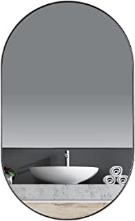 Photo 1 of ANDY STAR Black Mirror, 20x33x1''Black Metal Framed Oval Mirror for Bathroom, Hangs Horizontal or Vertical
