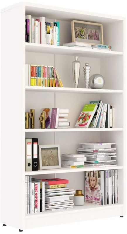 Photo 1 of *incomplete** Sunon Collection 5-Shelf Wood Bookcase Freestanding Display Bookshelf for Home and Office, Assembly Required (5-Shelf, White)
