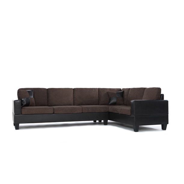 Photo 1 of 3 Piece Modern Soft Reversible Microfiber and Faux Leather Sectional Sofa with Ottoman
box 1 of 4