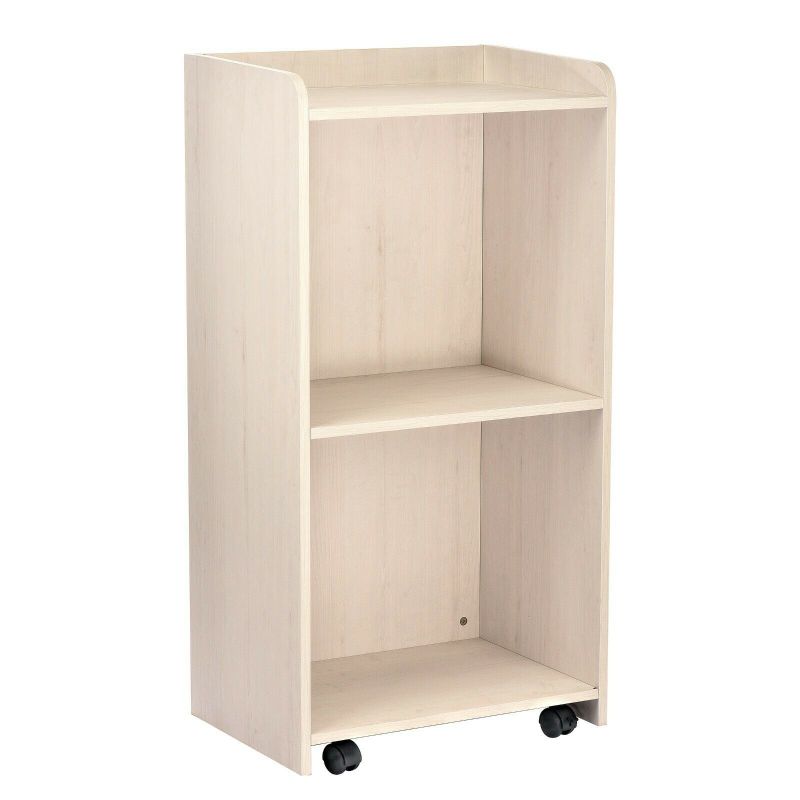 Photo 1 of AdirOffice White Wood Mobile 3 Shelf Presentation Stand Business Lectern
