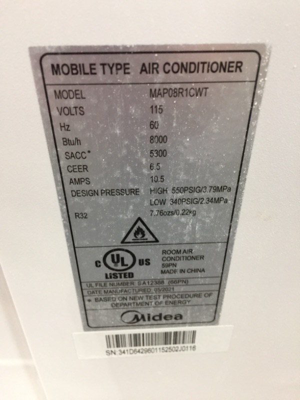 Photo 3 of MIDEA 3-in-1 Portable Air Conditioner, Dehumidifier, Fan, for Rooms up to 175 sq ft, White
