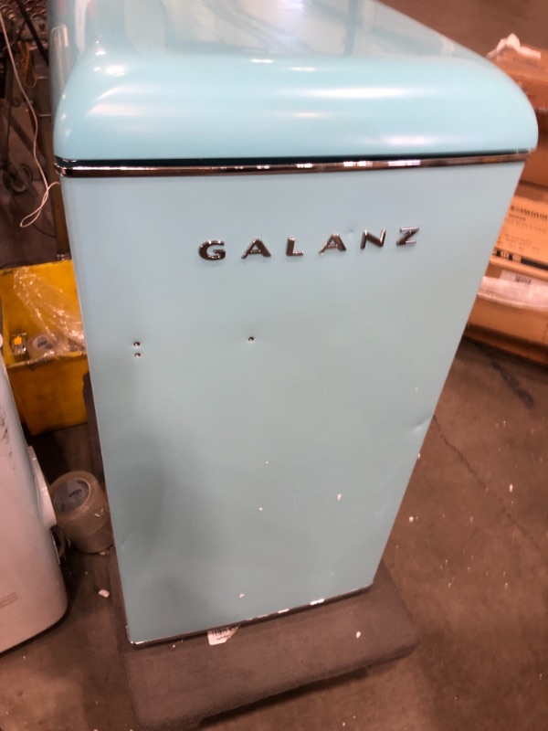 Photo 2 of Galanz Retro 3.3 cu ft Refrigerator - Blue MISSING HANDLE.