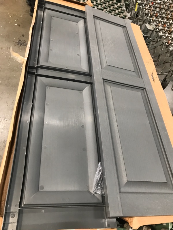 Photo 2 of 15 Inch x 55 Inch Standard Raised Panel Exterior Vinyl Shutters, Dark Gray (Pair)
