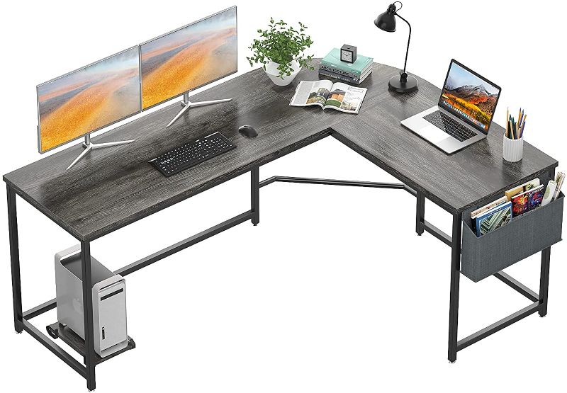 Photo 1 of Homfio L Shaped Desk 58’’ Computer Corner Desk Gaming Desk PC Table Writing Desk Large L Study Desk Home Office Workstation Modern Simple Multi-Usage Desk with Storage Bag Space-Saving Wooden Table
