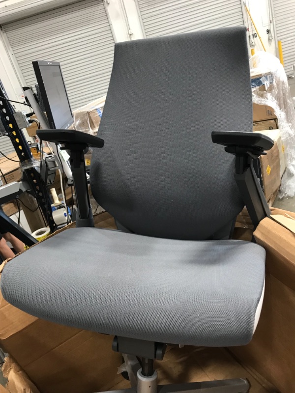 Photo 4 of Steelcase Gesture Office Desk Task Chair with Headrest Cogent Connect Nickel Fabric Platinum Light Frame (Light/Light)
