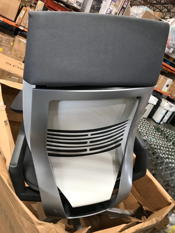 Photo 2 of Steelcase Gesture Office Desk Task Chair with Headrest Cogent Connect Nickel Fabric Platinum Light Frame (Light/Light)
