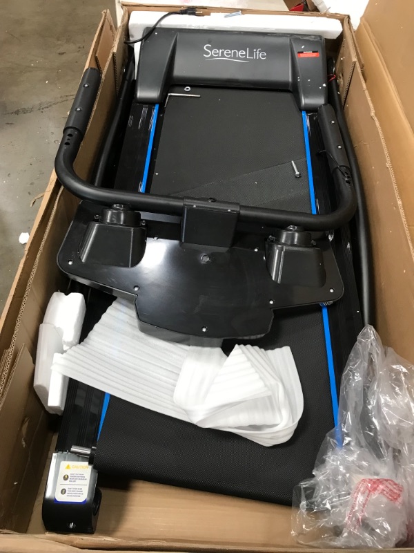 Photo 1 of Smart Digital Manual Incline Treadmill - Slim Folding Electric 2.5 HP Indoor Home Foldable Fitness Exercise Running Machine with Downloadable App, MP3 Player, Safety Key - SereneLife SLFTRD25

USED//MISSING COMPONENTS 
