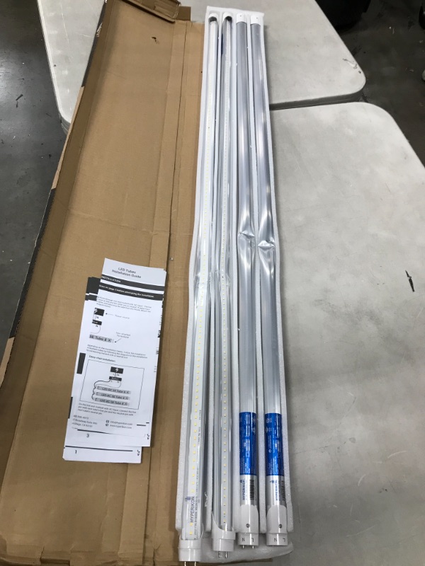 Photo 1 of Hyperikon 4 Foot LED Tube, T8 T10 T12 40 Watt Replacement (18W), Single End Ballast Bypass, Clear Lens, UL, DLC, Crystal White, 4 Pack
