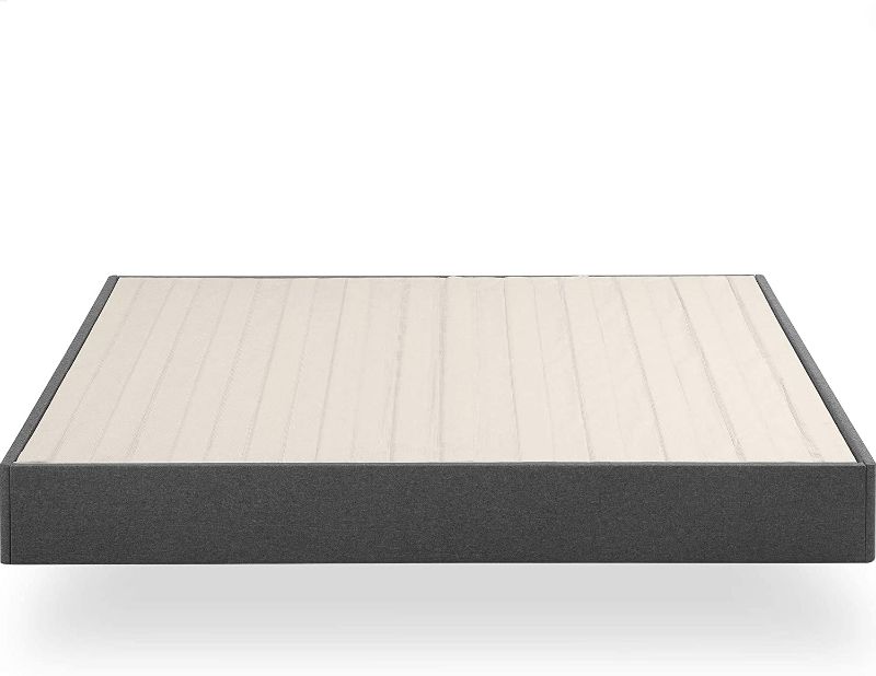 Photo 1 of ZINUS Upholstered Metal Box Spring with Wood Slats / 9 Inch Mattress Foundation / Easy Assembly / Fabric Paneled Design, Queen
