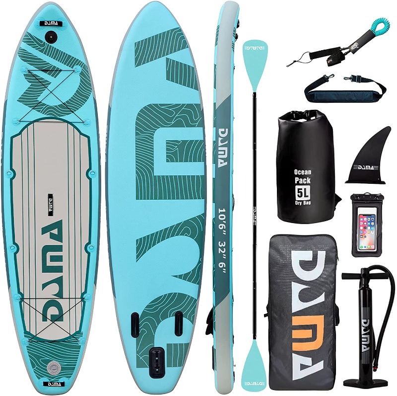 Photo 1 of DAMA 10'6"x32"x6" Premium Inflatable Stand Up Paddle Board (6 inches Thick) with Durable SUP Accessories, Wide Stance, Surf Control, Non-Slip Deck, Paddle and Pump
