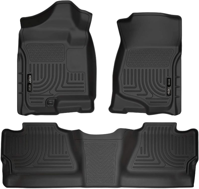 Photo 1 of Husky Liners 98201 Black Weatherbeater Front and 2nd Seat Floor Liners Fits 2008-2013 Chevrolet-GMC Silverado/Sierra 1500 Crew Cab Pickup