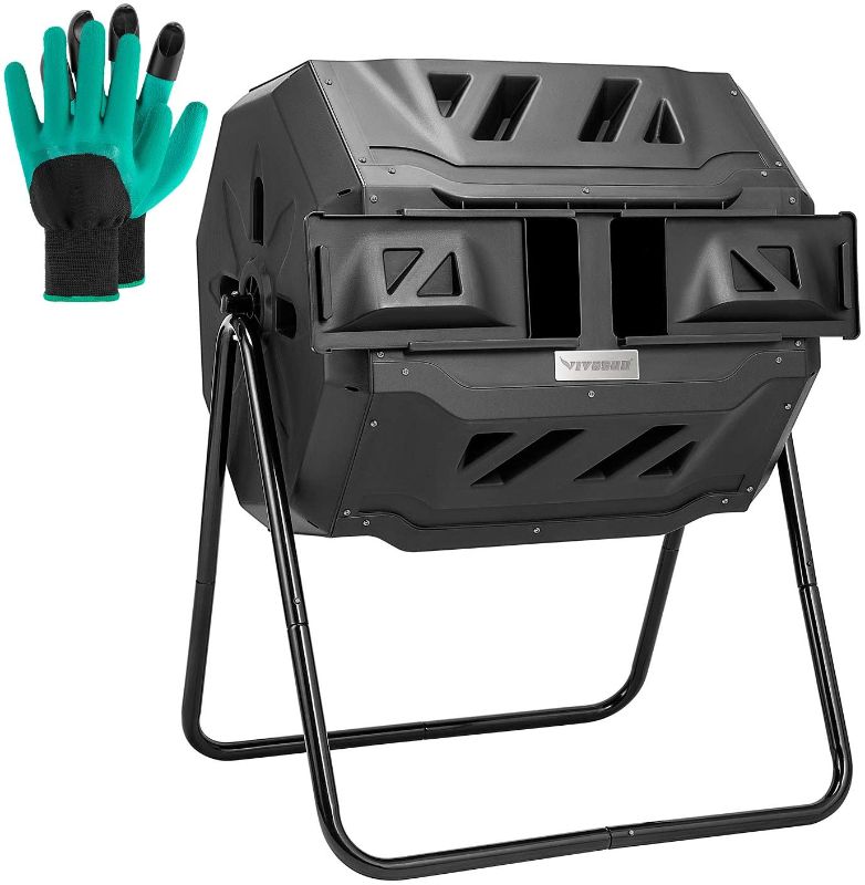 Photo 1 of  Tumbling Composter Dual Rotating Batch Compost Bin 43 Gallon Black