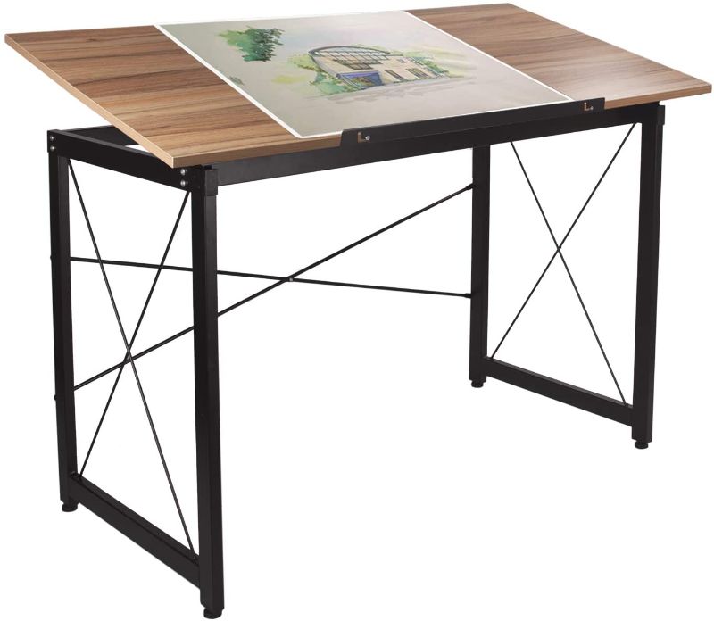 Photo 1 of 47'' Adjustable Drafting Table - Art and Craft Drawing Folding Desk - Reading & Writing Work Station (Yellow)
