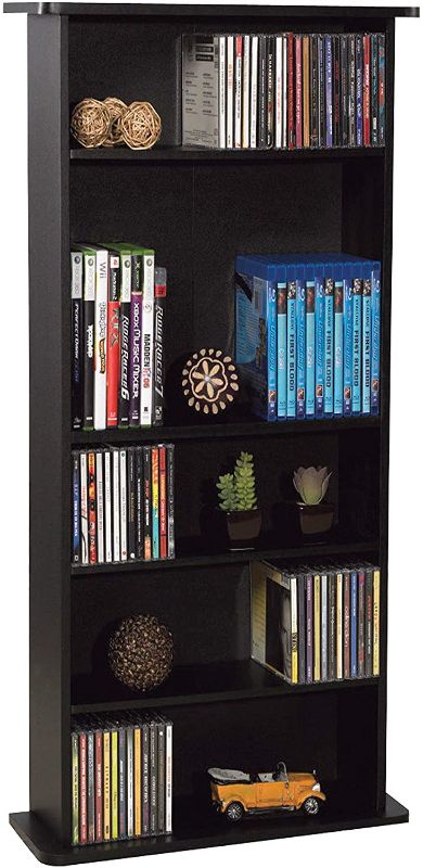 Photo 1 of Atlantic Drawbridge Media Storage Cabinet - Store & Organize A Mix of Media 240Cds, 108DVDs Or 132 Blue-Ray/Video Games, Adjustable Shelves, PN37935726 in Black
