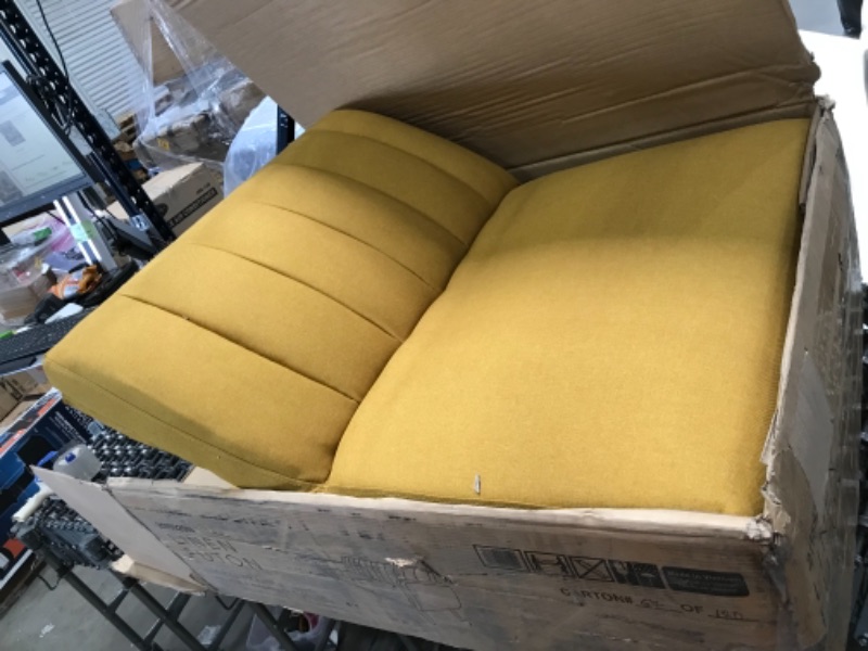 Photo 3 of Novogratz Brittany Sofa Futon - Premium Upholstery and Wooden Legs - Mustard