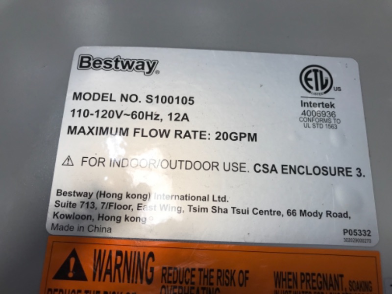 Photo 3 of Bestway Coleman Saluspa S100105 Inflatable Hot Tub Replacement Pump Heater Unit
