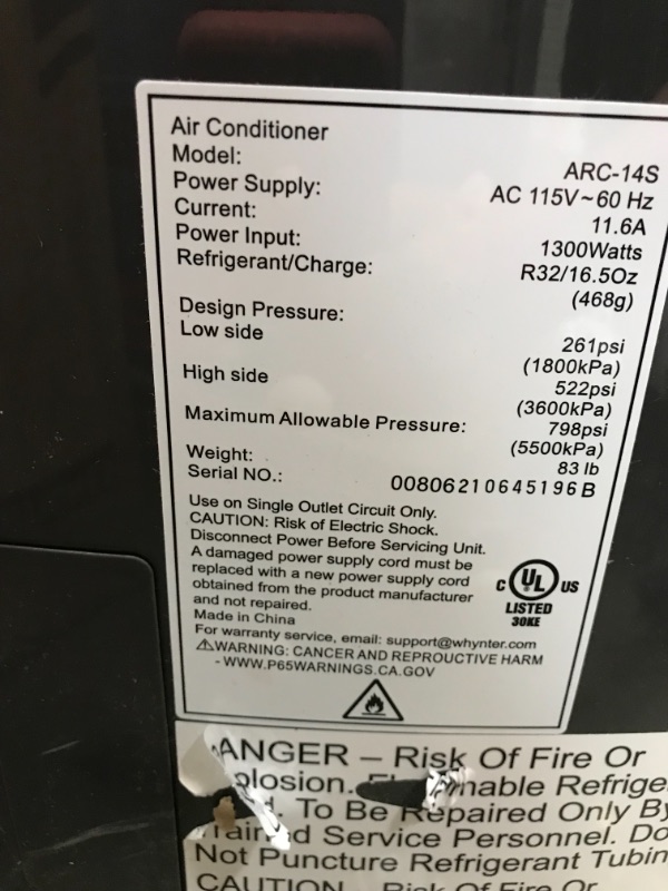 Photo 3 of Whynter ARC-14S 14,000 BTU Dual Hose Portable Air Conditioner, Dehumidifier, Fan with Activated Carbon Filter Plus Storage Bag for Rooms up to 500 sq ft, Platinum and Black
