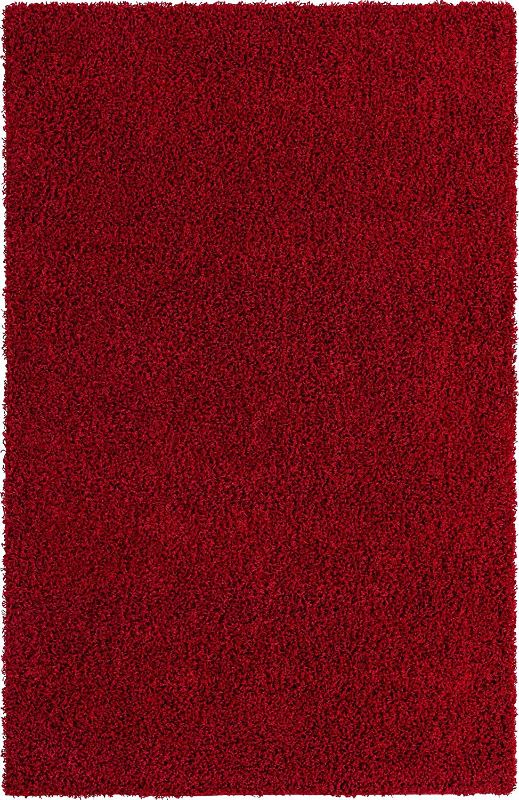 Photo 1 of  Solo Solid Shag Collection Area Modern Plush Rug Lush & Soft, 5' 0 x 7' 10", Cherry Red
