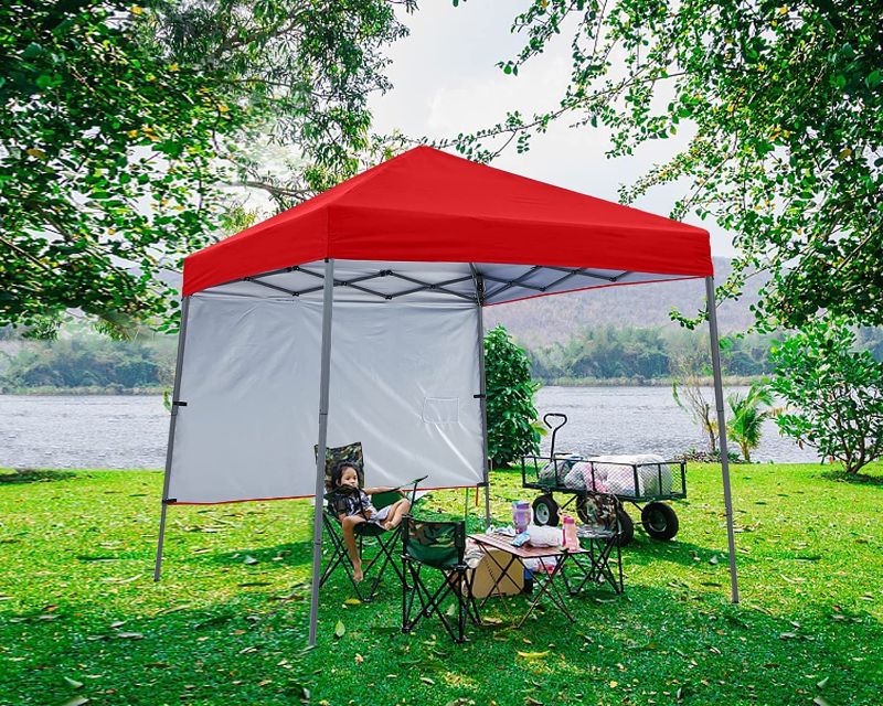 Photo 1 of ABCCANOPY Stable Pop up Outdoor Canopy Tent with 1 Sun Wall, Bonus Backpack Bag, Red
10 x 10