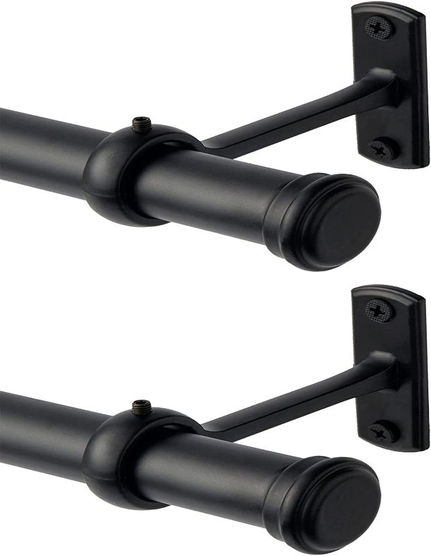 Photo 1 of 1 Inch Curtain Rods 72 to 144-Inch, Curtain Rods for Windows 66 to 120, Hanging Curtain Rod&Wall Mount with Brackets, Outdoor Curtain Rod, Curtain Rods for Windows 72 to 144-Inch: Black (72''-144''-2 Pcs)
