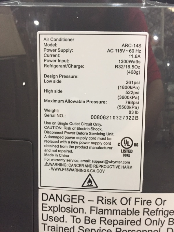 Photo 4 of Whynter ARC-14S 14,000 BTU Dual Hose Portable Air Conditioner, Dehumidifier, Fan with Activated Carbon Filter Plus Storage Bag for Rooms up to 500 sq ft, Platinum and Black
