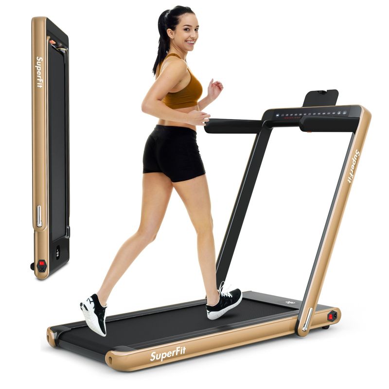 Photo 1 of 2-in-1 Electric Motorized Fitness Folding Treadmill with Dual Display and Smart App Control
