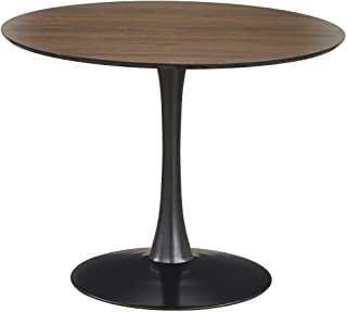 Photo 1 of angelo:HOME Kavitt Round Pedestal Dining Table, Walnut and Black Finish