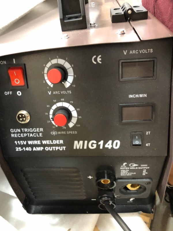 Photo 2 of 140 Amp MIG Wire Welder, Flux Core Aluminum Gas Shielded Welding with 2T/4T Switch Argon Regulator, Metal Wire Feeder    ****ITEM SOLD AS-IS*****
