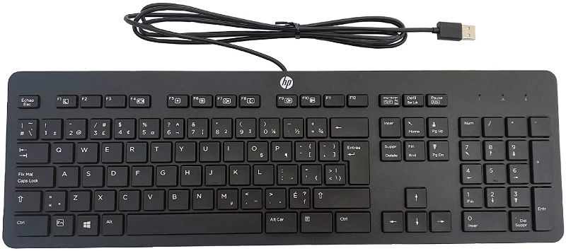 Photo 1 of Hewlett Packard Business Black USB Slim Style Windows Enhanced Keyboard. HP P/N 803823-001
