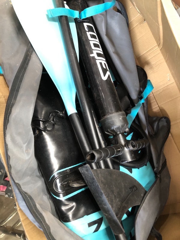 Photo 1 of Cooyes Inflatable Stand Up Paddle Board 10'6" with Free Premium SUP Accessories & Backpack, Non-Slip Deck. Bonus Waterproof Bag, Leash, Paddle and Hand Pump

