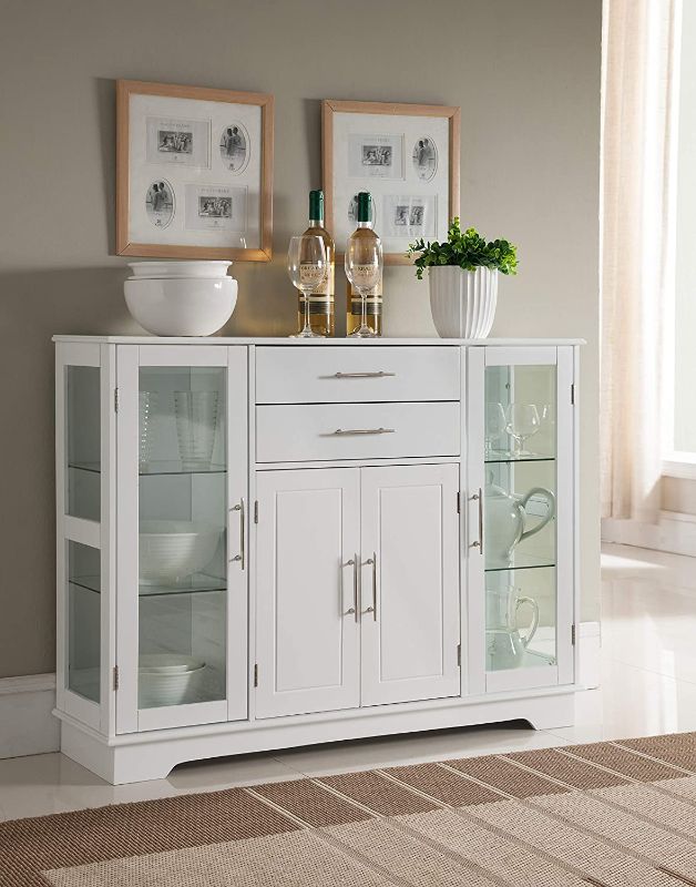 Photo 1 of K&B Furniture Wood 4-Door Kitchen Storage Cabinet, White