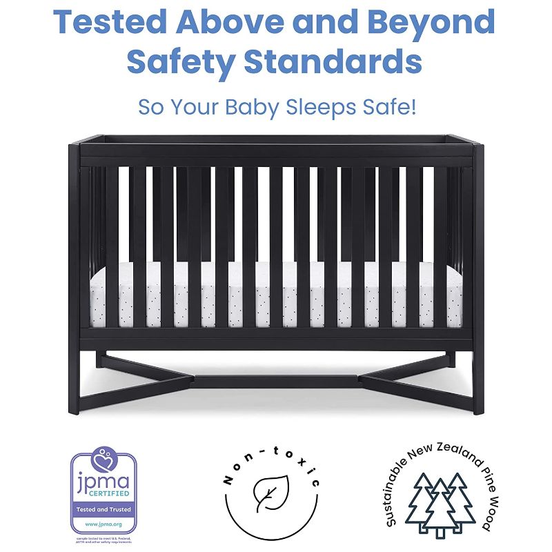 Photo 1 of Delta Children Tribeca 4-in-1 Baby Convertible Crib + Simmons Kids Quiet Nights Crib and Toddler Mattress Made from Recycled Water Bottles/GREENGUARD Gold Certified [Bundle], Midnight Grey