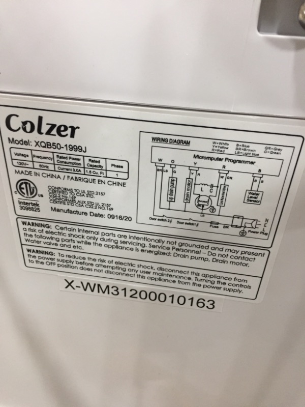 Photo 5 of Colzer 1.6 Cu.ft Portable Washing Machine, Fully Automatic Compact Washer with 8 Wash Programs 6 Water Level, 11lbs Large Capacity Laundry Washer with Drain Pump for Apartments, RV, Camping, White

//TESTED AND NONFUNCTIONAL, PARTS ONLY, MAJOR DAMAGE TO E