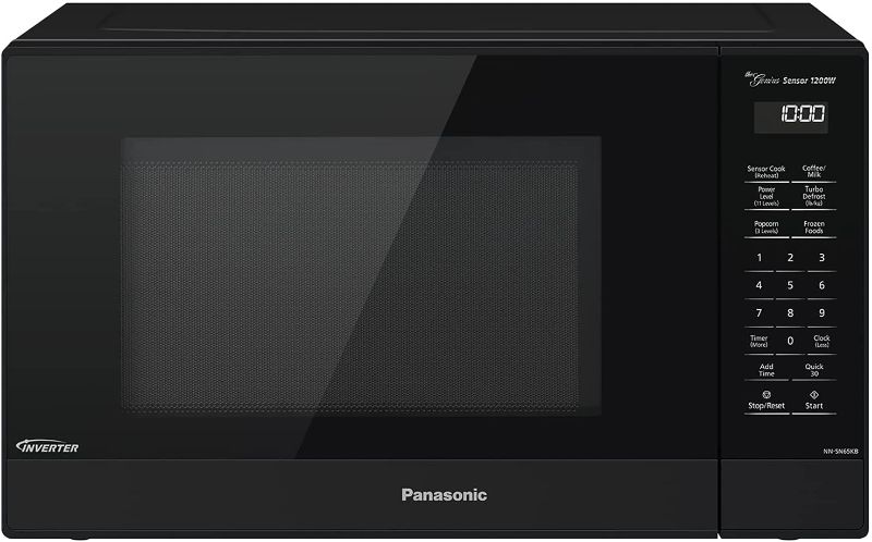 Photo 1 of Panasonic NN-SN65KB Microwave Oven with Inverter Technology 1200W, 1.2 cu.ft. Small Genius Sensor One-Touch Cooking, Popcorn Button, Turbo Defrost-NN-SN65KB (Black)

//TESTED AND WORKING 
