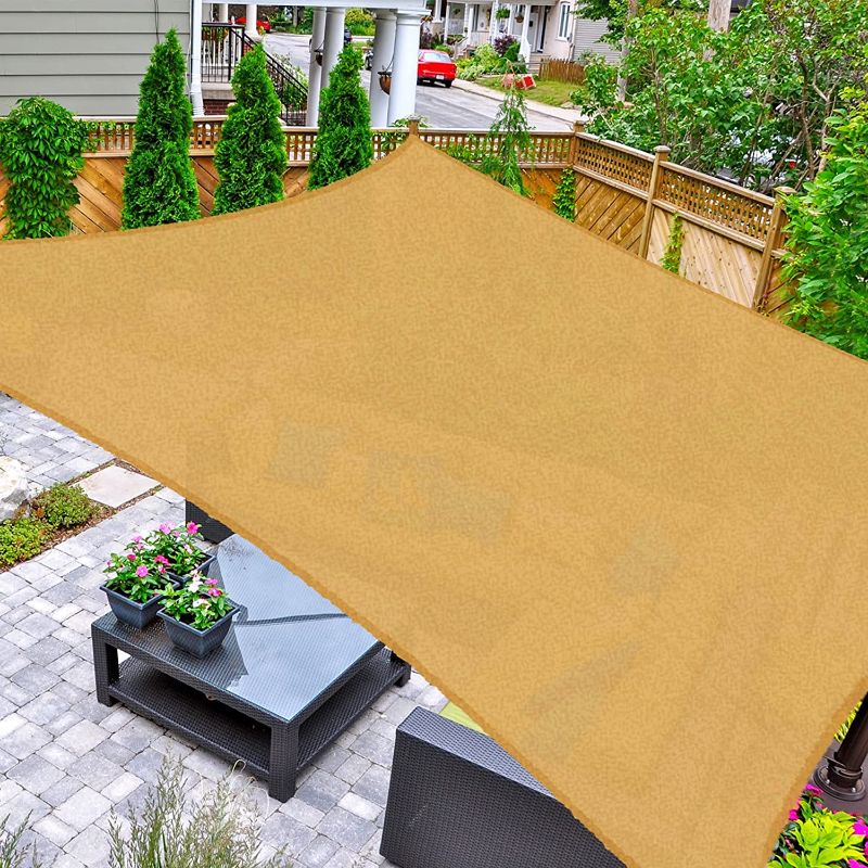 Photo 1 of AsterOutdoor Sun Shade Sail Rectangle 16' X 16' UV Block Canopy for Patio Backyard Lawn Garden Outdoor Activities, Sand
