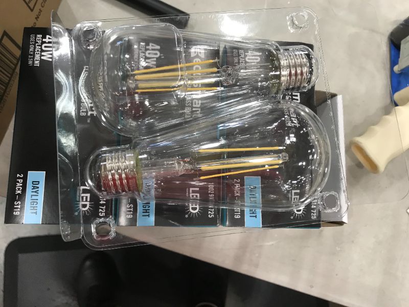 Photo 4 of 40-Watt Equivalent ST19 Dimmable Clear Glass Filament Vintage Edison LED Light Bulb Daylight 4 packs of 2