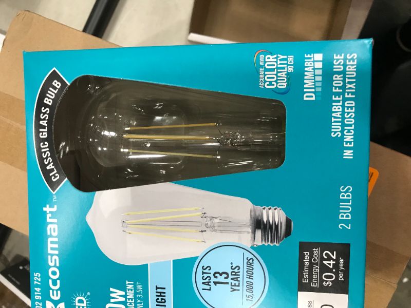 Photo 2 of 40-Watt Equivalent ST19 Dimmable Clear Glass Filament Vintage Edison LED Light Bulb Daylight 4 packs of 2