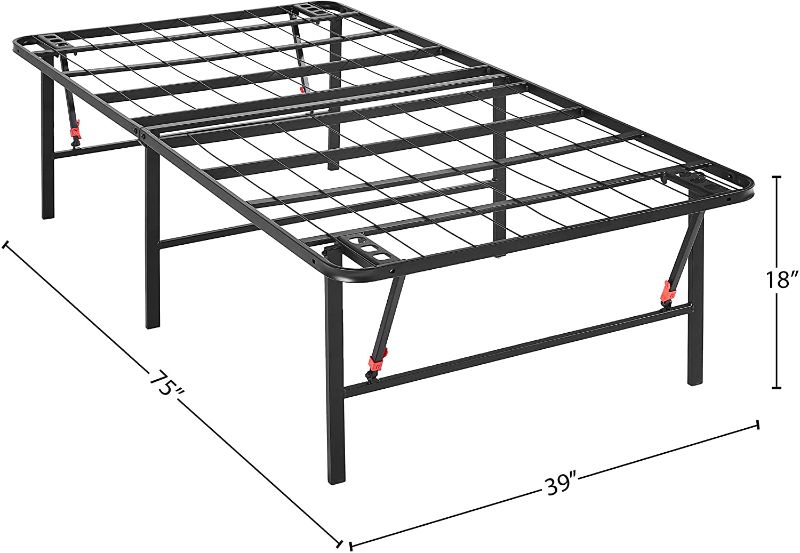 Photo 1 of Amazon Basics Foldable, 18" Black Metal Platform Bed Frame with Tool-Free Assembly, No Box Spring Needed - Twin