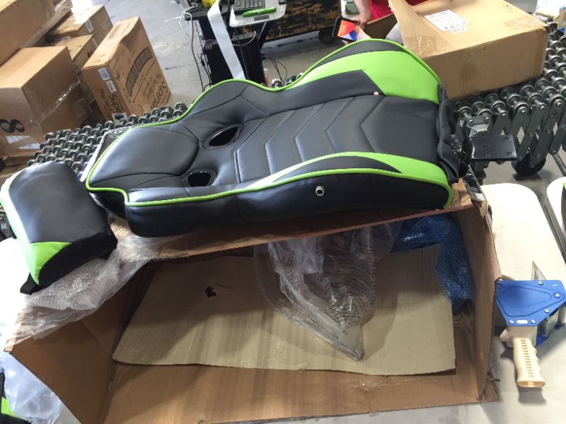 Photo 2 of RESPAWN Racing Gaming Chair Reclining Ergonomic Leather with Footrest In Green