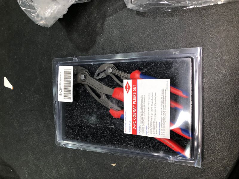 Photo 2 of KNIPEX Tools - 3 Piece Cobra Pliers Set (7, 10, & 12) (002006US1), MISSING 10" PLIER