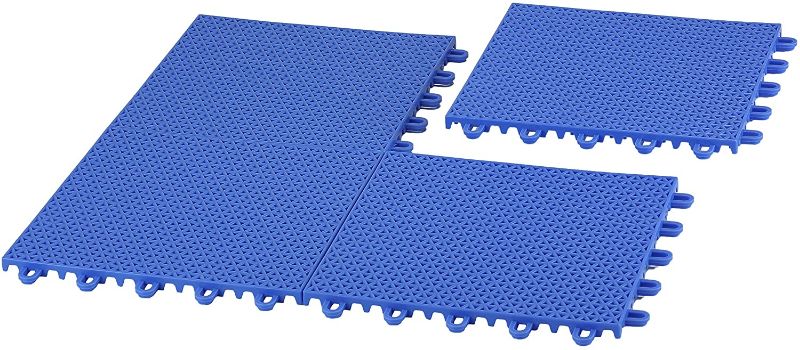 Photo 1 of EZ-Floor 12 Pack of Interlocking Plastic Floor Tiles, Blue