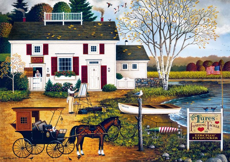 Photo 1 of Buffalo Games - Charles Wysocki - Birch Point Cove - 300 Large Piece Jigsaw Puzzle, NEW