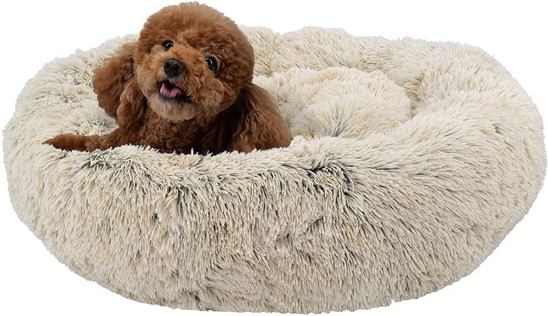 Photo 1 of FuzzBall Fluffy Luxe Pet Bed, Calming Donut Cuddler – Machine Washable, Waterproof Base, Anti-Slip (for Small Dogs and Cats up to 25lbs), New, Clean